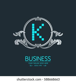 Letter K logo. Alphabet logotype vector design in circle.