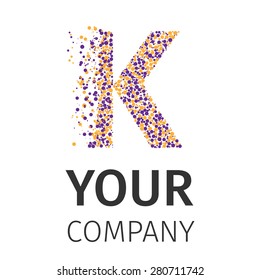Letter K logo. Alphabet particles logotype vector design. Excellent vector illustration, EPS 10