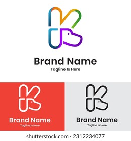 Letter k logo with animal and dog head concept	
