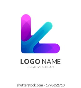 Letter K logo with arrow design template ,colorful icons