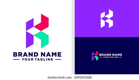 LETTER K LOGO ARROW GEOMETRIC MONOGRAM EDITABLE