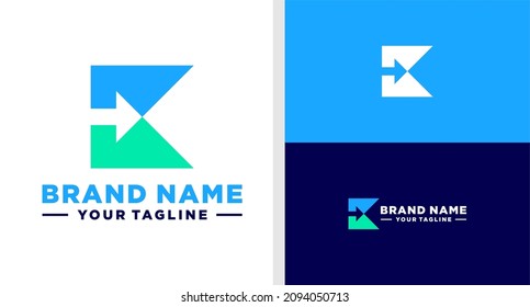 LETTER K LOGO ARROW NEGATIVE SPACE MODERN EDITABLE