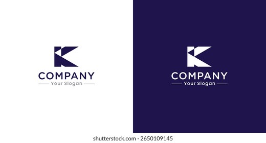 Letter K Logo with arrow negative space