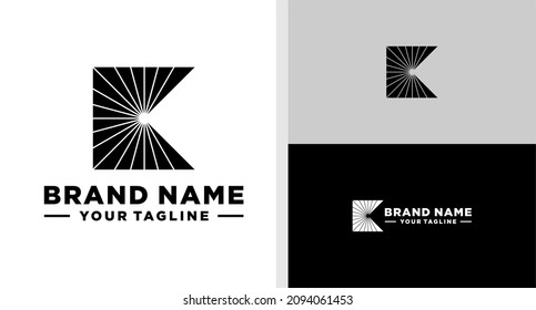  LETTER K LOGO BLACK SUN NEGATIVE SPACE EDITABLE