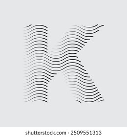 Letter K logo with black twisted lines.