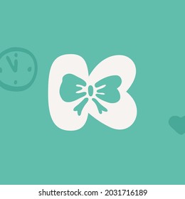 Letter K logo with a bow for Christmas and 2022 New Year design. Perfect for your family gifts package, greeting cards to your colleagues, and t-shirts prints.