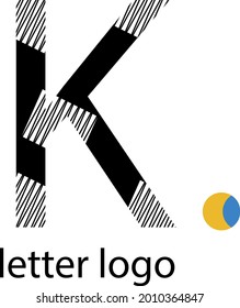 letter K logo with bright orange blue dot modern design