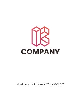 Logo de la letra K y edificios