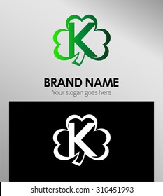 Letter K logo Clover icon design template elements
