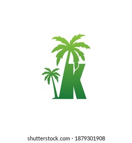 Letter K logo and  coconut tree icon design vector illustration
