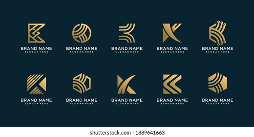 Letter K logo collection for company with golden unique idea Premium Vector