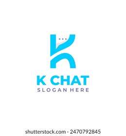 Letter K logo combination with chat icon, talk vector symbol
