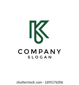 the letter k logo is combined with a liquid droplet. editable and easy to custom