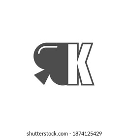 Letter K logo combined with spade icon design vector