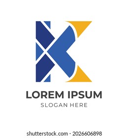 concepto del logotipo de letra K con un estilo de color plano