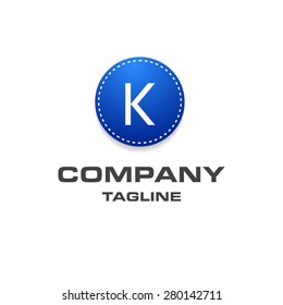 Letter K logo , creative blue Fasihon circle , Elegant calligraphic , Company logo design . vector illustration