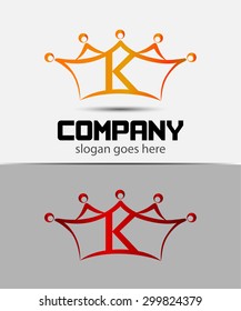 Letter k logo with crown icon design template elements 