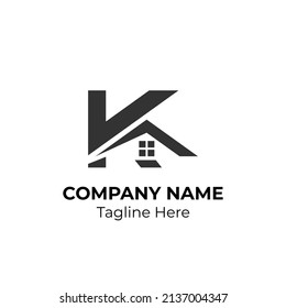 Letter K Logo-Design mit Architekturelement