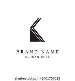 Letter K logo design with black lines. Vector illustration with straight lines.	
