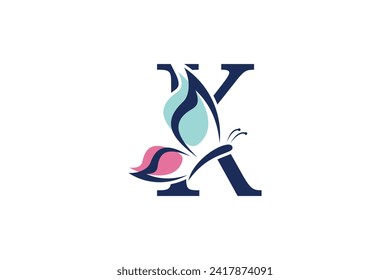 letter k logo design with butterfly illustration logo concept