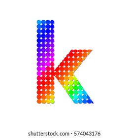 Letter K Logo Design Concept in Colorful Dots Pattern Fill 