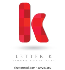 Letter K Logo Design Concept in Red Mosaic Pattern Fill
