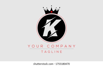 Letter K Logo Design, Creative Modern Icon K With Crown Head