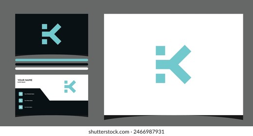 Letter K logo design with creative concept and business card. Premium Vector