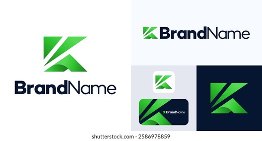 Letter K logo design, Creative Monogram vector sign, Stylish and gradient color Logo sign K Letter, K icon Logo symbol, Usable for growing Business that Related with Letter K