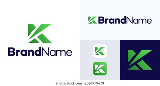 Letter K logo design, Creative Monogram vector sign, Stylish and gradient color Logo sign K Letter, K icon Logo symbol, Usable for growing Business that Related with Letter K