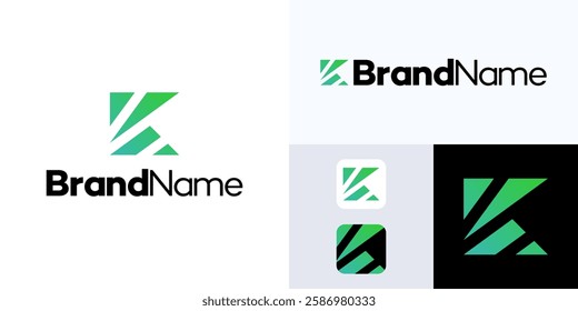 Letter K logo design, Creative Monogram vector sign, Stylish and gradient color Logo sign K Letter, K icon Logo symbol, Usable for growing Business that Related with Letter K