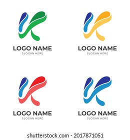diseño del logotipo de letra K con un estilo de color plano