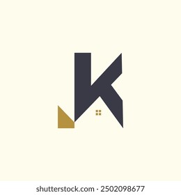 Diseño de logotipo de letra K con concepto moderno de la casa