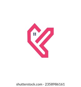 Letter K logo design icon element with house concept