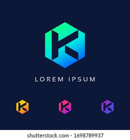 Letter K Logo Design, K Letter Initial  Logo, Technology Company concept and Idea K logo, Data, Vector Icon Template elements Modern Corporate