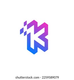 Letter K logo design, initial K digital logo vector