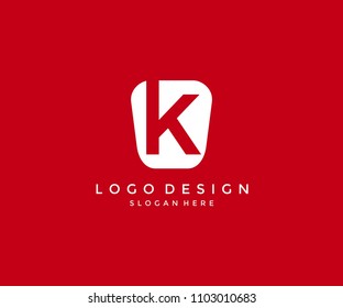 Letter K Logo Design Inside Modern Abstract Shape