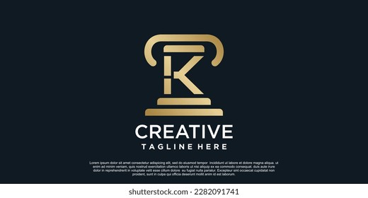 Letter K logo design of justice unique concept Premium Vector