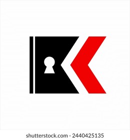 Letter K logo design with keyhole and back arrow.