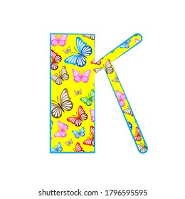 Diseño de logotipo de letra K hecho de mariposa de icono