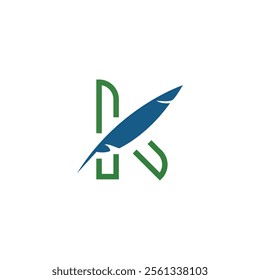 Letter K logo design in a moden geometric style with cut out slash and lines. Vector