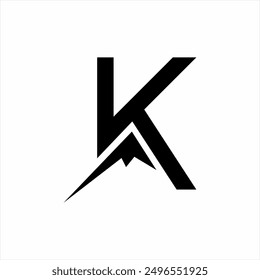 Letter K logo design with mountain peak illustration.