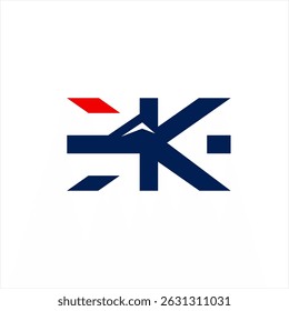 Letter K logo design with mountain symbol.