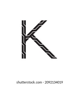 Buchstabe K Logo-Design auf weißem Hintergrund.