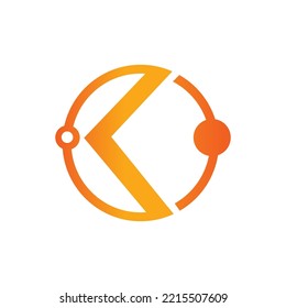 Letter K logo design in orbit concept design