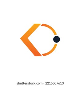 Diseño de logotipo de letra K en órbita