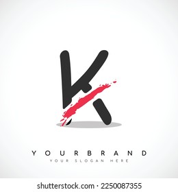 Letter K Logo Design With Red Slash Vector Illustration