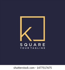letter K Logo design with square frame line art. business consulting concept. studio icon - vector