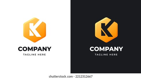 Letter K logo design with square shape style vector illustrations