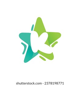 diseño de logotipo de letra K, letra K con elemento de plantilla de logotipo de diseño plano combinado con Star.
